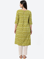 Thumbnail for Biba Ethnic Motifs Woven Design Ikat Boat Neck Pure Cotton Kurta - Distacart