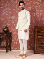 Thumbnail for House of Pataudi Straight Kurta With Churidar & Embroidered Nehru Jacket - Distacart