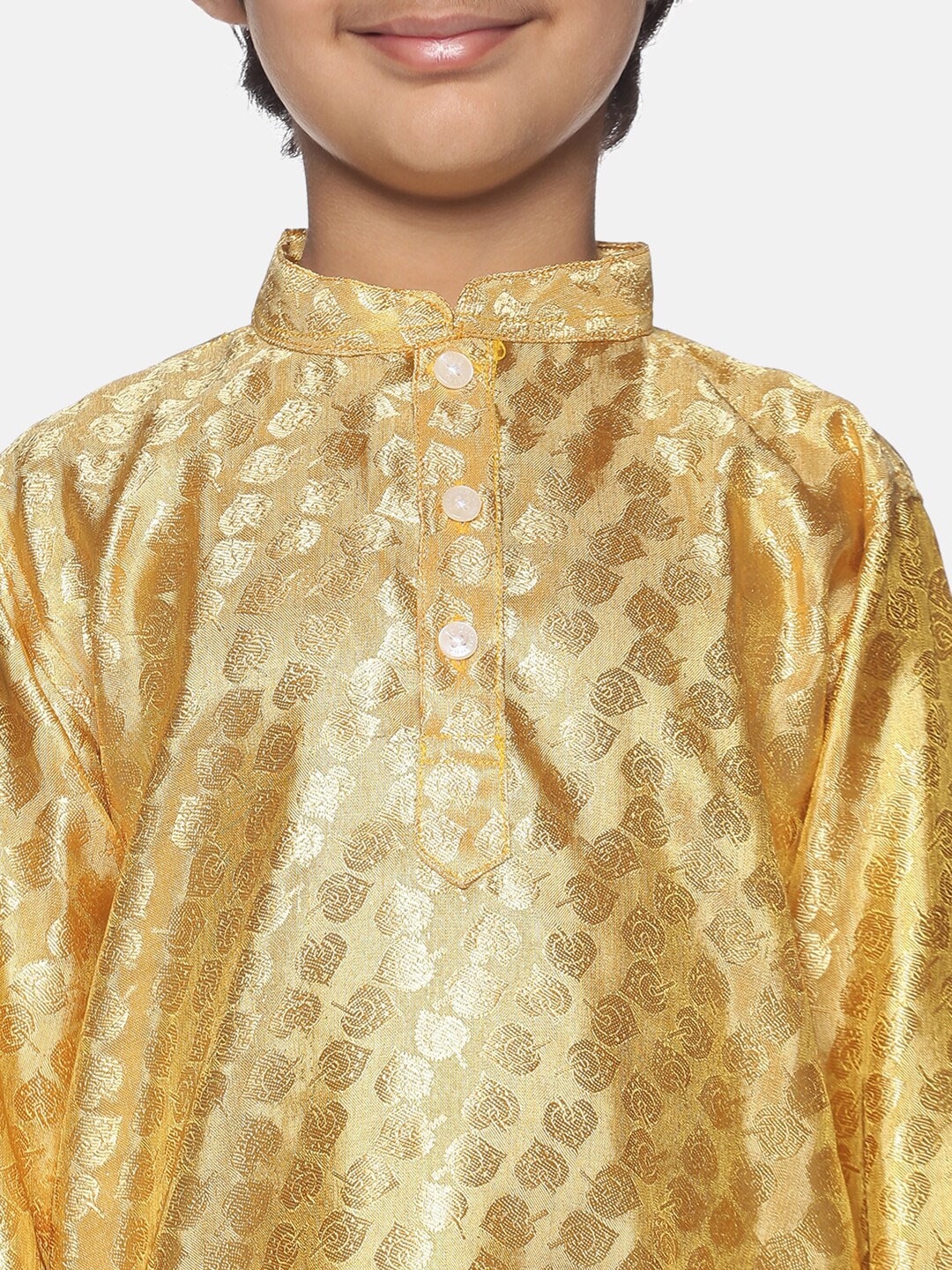 Sethukrishna Boys Gold-Toned Pleated Kurta with Dhoti Pants - Distacart