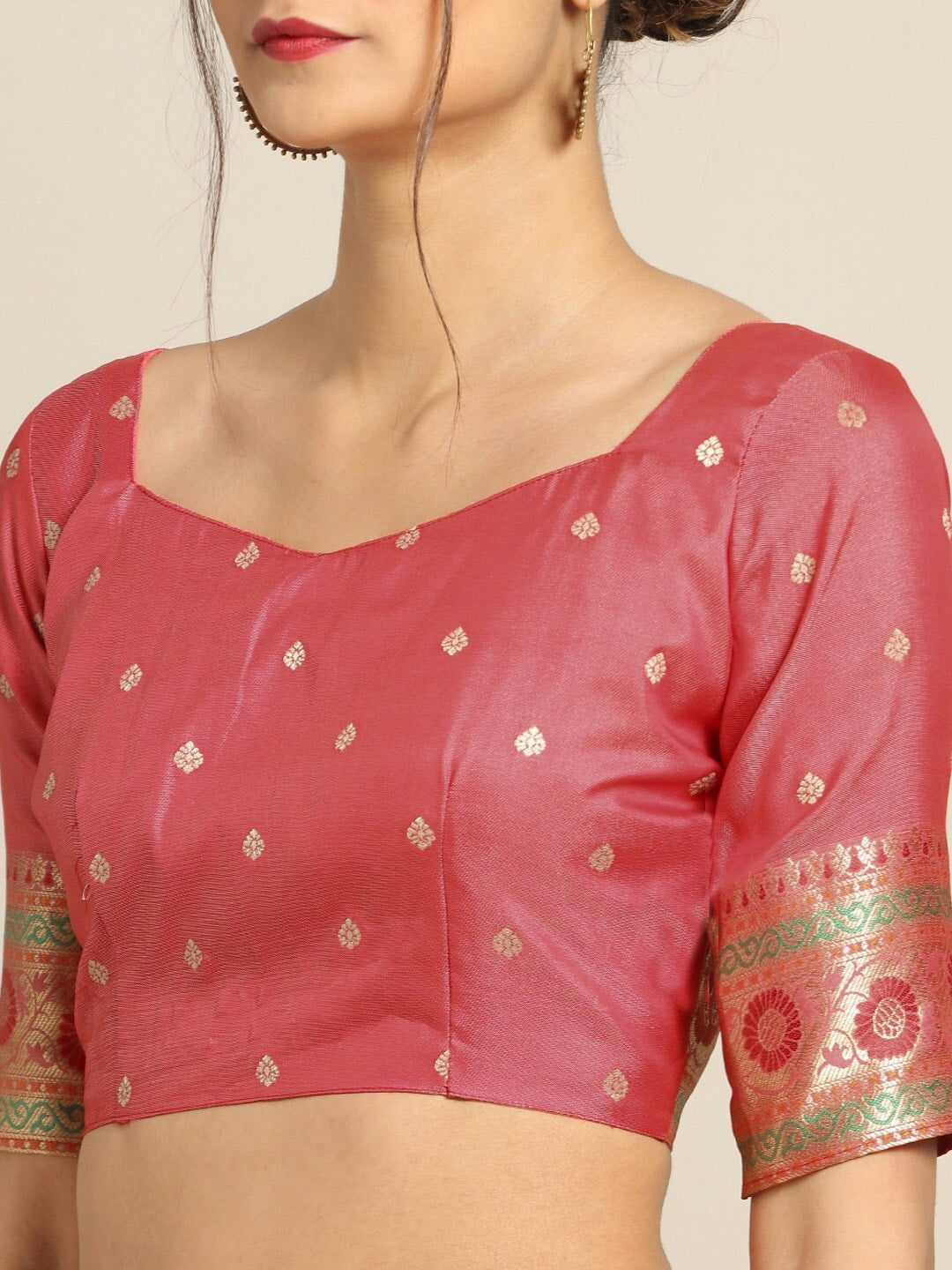 Saree Mall Cream Silk Blend Banarasi Sarees - Distacart