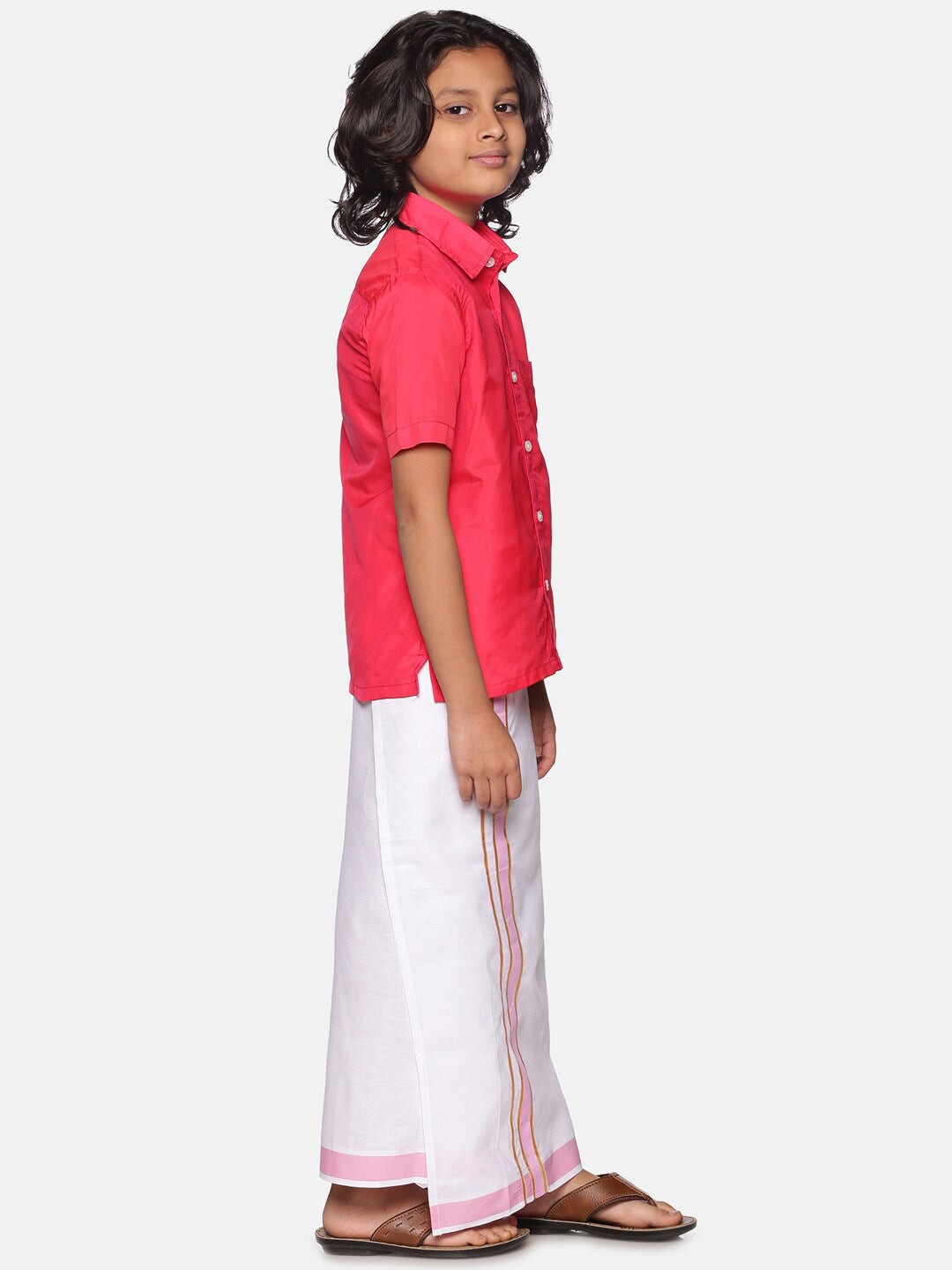 Sethukrishna Boys Pink & White Shirt with Dhoti - Distacart