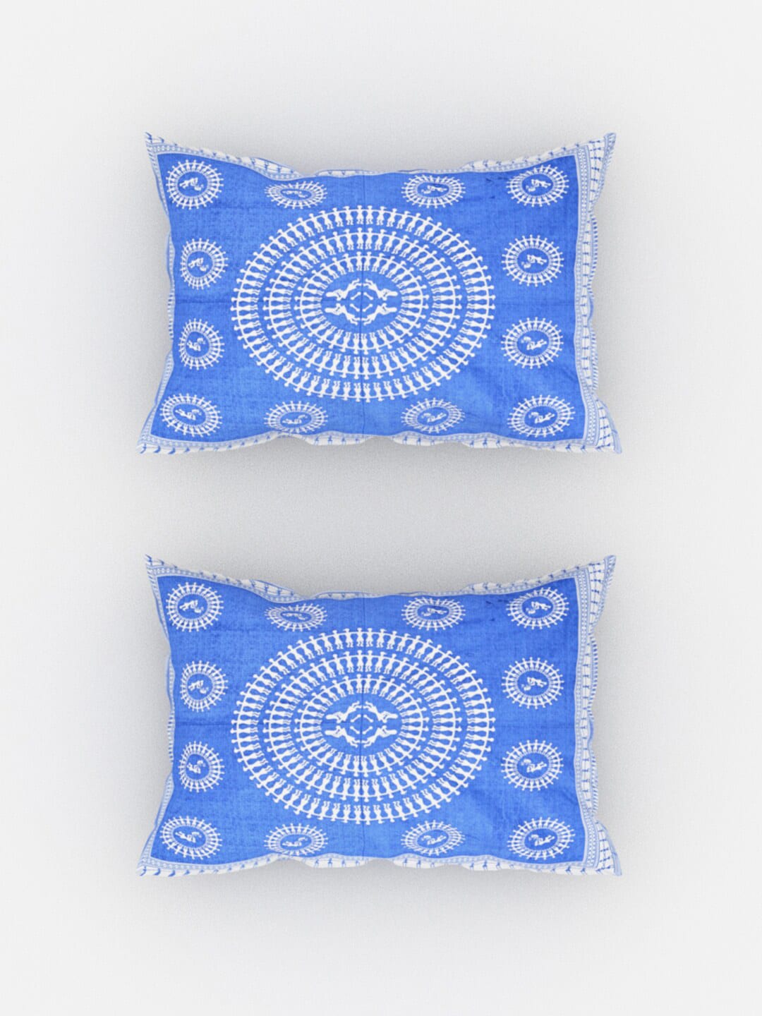 Urban Magic Blue Ethnic Motifs Printed Cotton 104 TC Queen Bedsheet With 2 Pillow Covers - Distacart