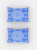 Thumbnail for Urban Magic Blue Ethnic Motifs Printed Cotton 104 TC Queen Bedsheet With 2 Pillow Covers - Distacart