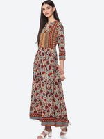Thumbnail for Biba Women Beige Floral Printed Anarkali Kurta - Distacart