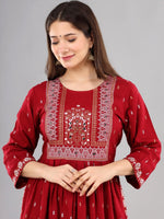 Thumbnail for Kalini Women Maroon Ethnic Motifs Kurta - Distacart