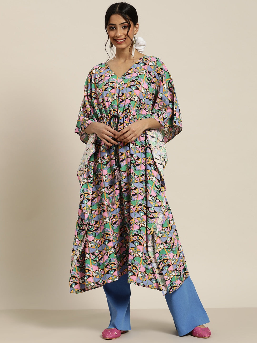 Sangria Gorgeous Green Cotton Kaftan Kurta - Distacart