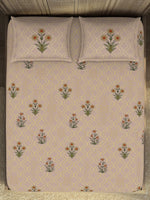 Thumbnail for SPACES Pink & Green Ethnic Motifs Cotton 210 TC King Bedsheet With 2 Pillow Covers - Distacart