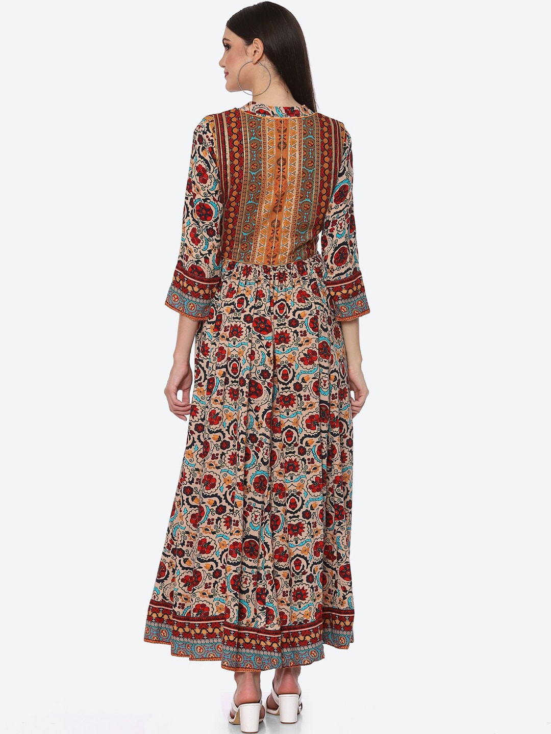 Biba Women Beige Floral Printed Anarkali Kurta - Distacart