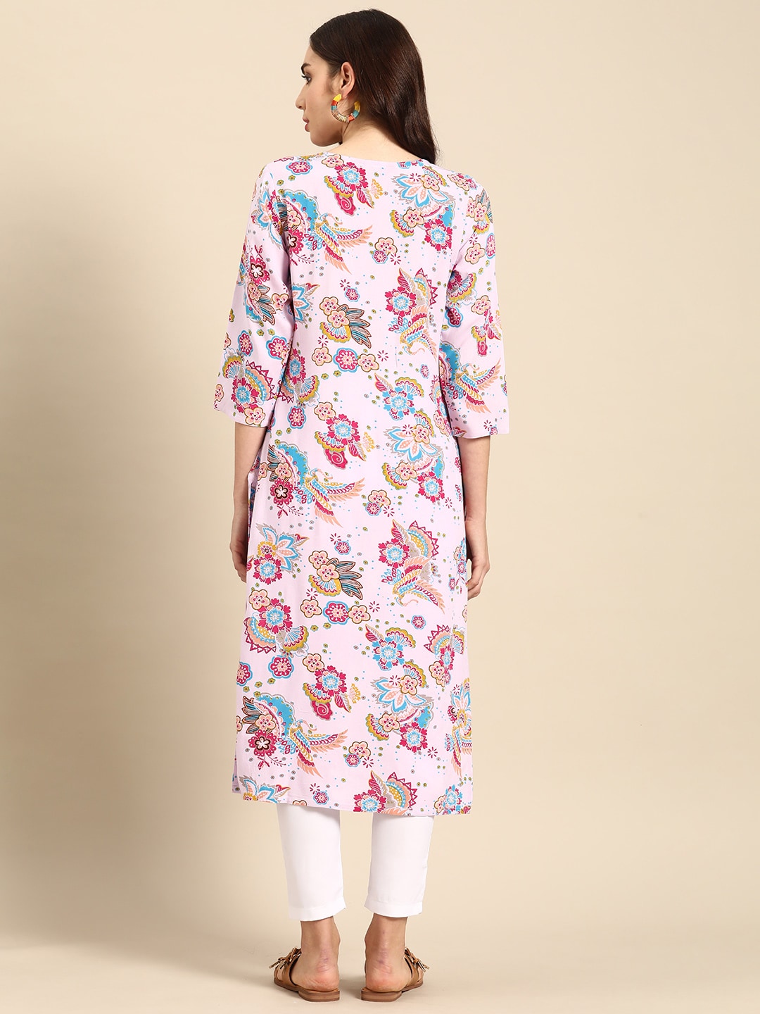 Sangria Women Floral Printed Sequinned Kurta - Distacart