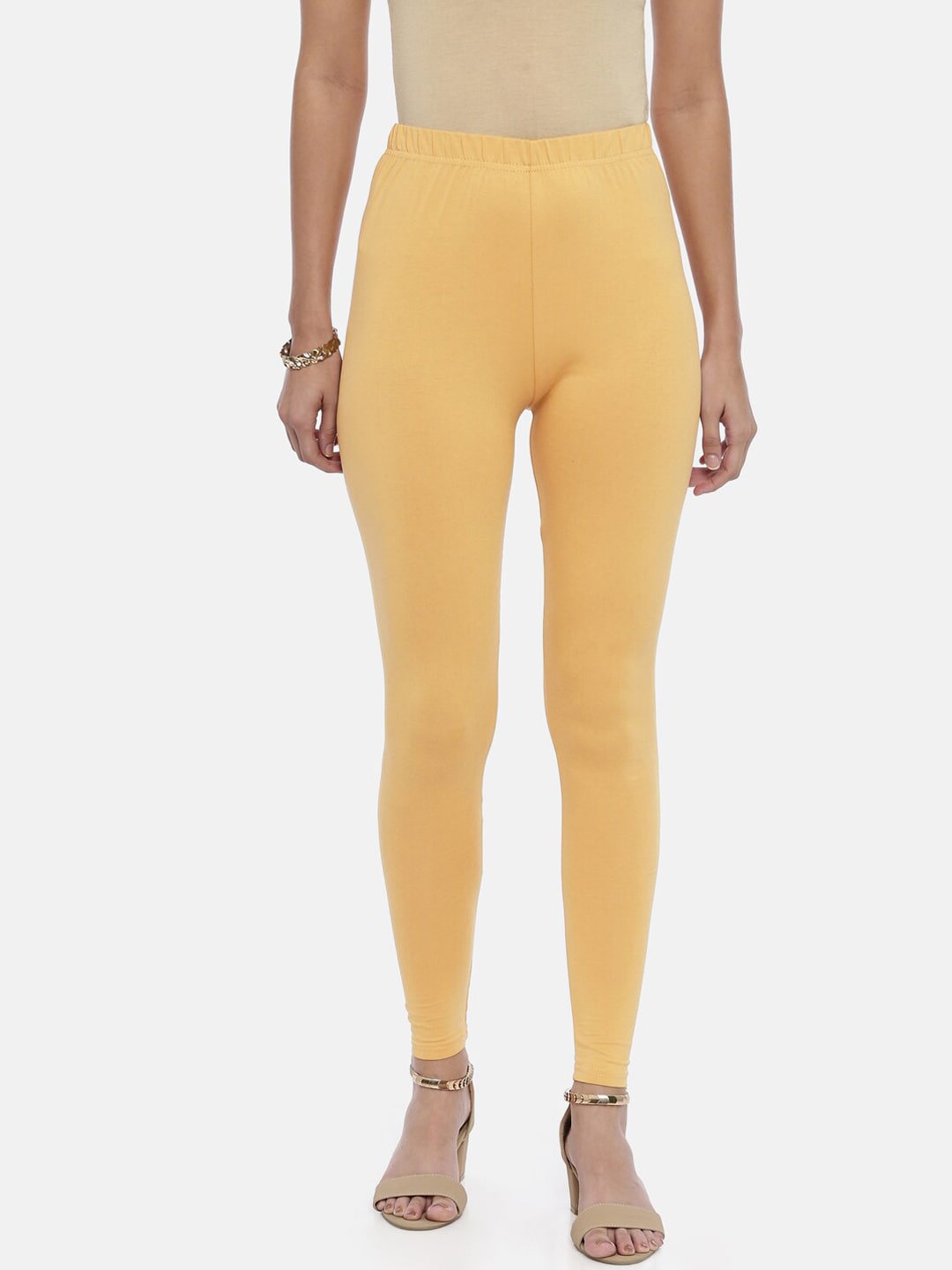 Souchii Beige Solid Slim-Fit Ankle-Length Leggings - Distacart