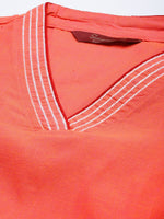 Thumbnail for Sangria Women Coral Orange Solid Pure Cotton Kurta - Distacart