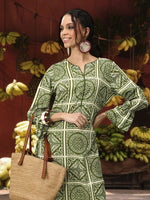 Thumbnail for Sangria Ethnic Motifs Printed Puff Sleeves Kurta with Dhoti Pants - Distacart
