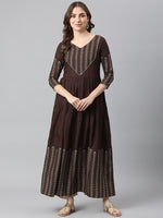 Thumbnail for Kalini Women Brown Anarkali Kurta - Distacart