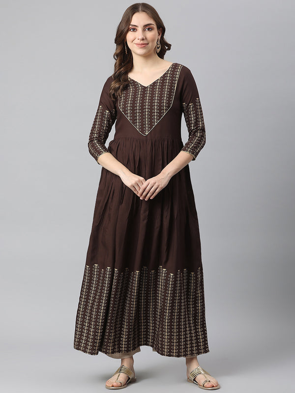 Kalini Women Brown Anarkali Kurta - Distacart