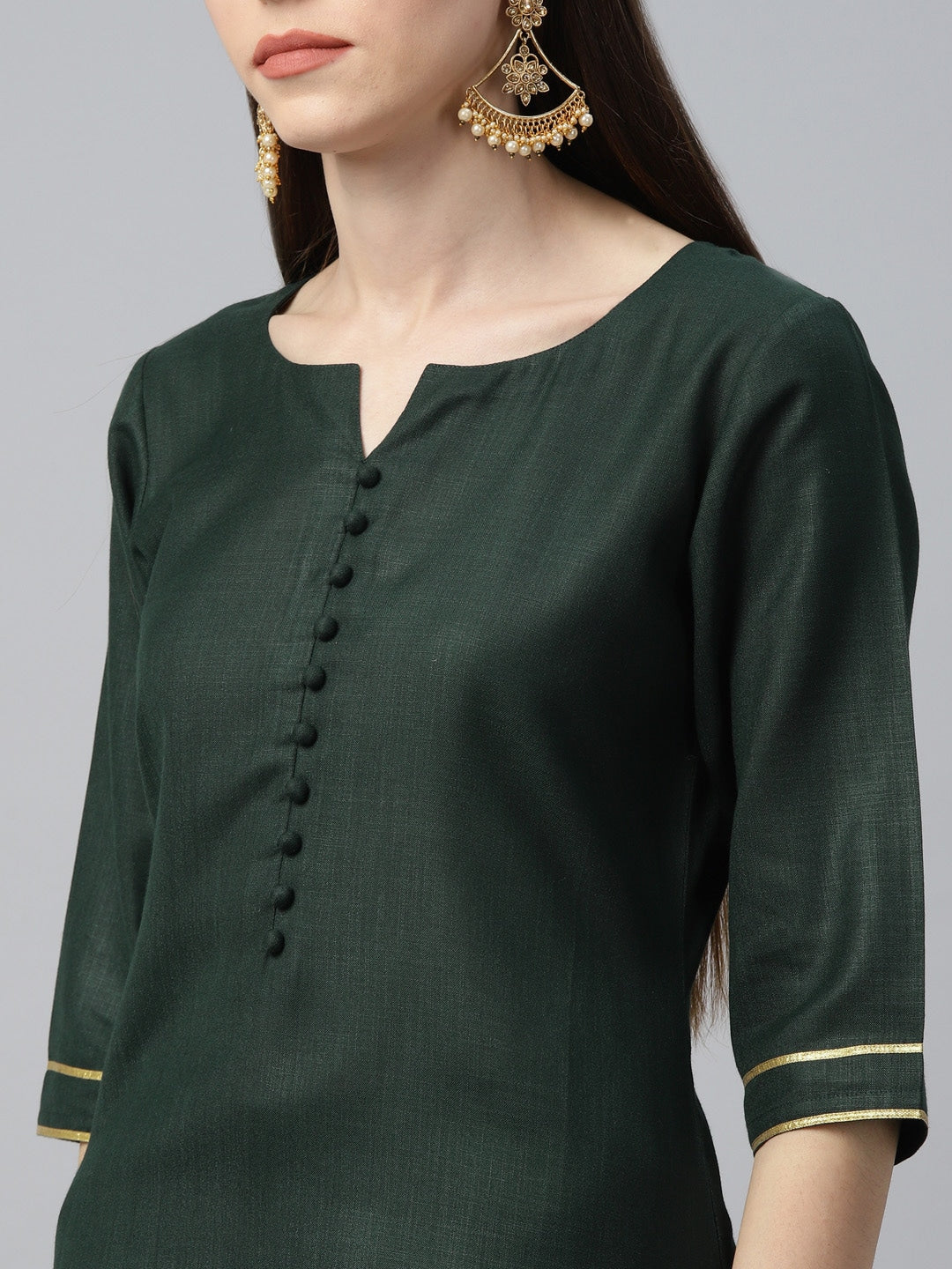 Libas Women Green Pure Cotton Kurta with Palazzos & With Dupatta - Distacart