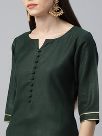 Thumbnail for Libas Women Green Pure Cotton Kurta with Palazzos & With Dupatta - Distacart