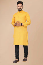 Thumbnail for Men's Mustard Striped Cotton Kurta - Mahotsav - Distacart