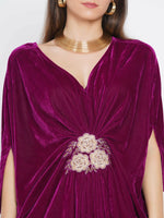 Thumbnail for Women Republic Wine Velvet Embroiderd Gown - Distacart