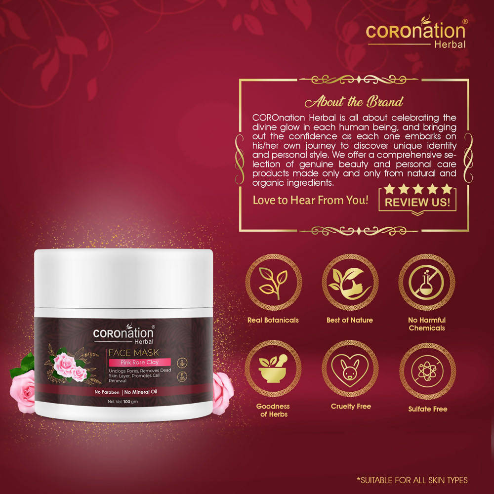 Coronation Herbal Pink Rose Clay Face Mask - Distacart