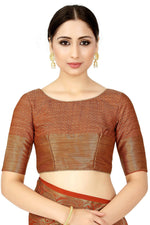 Thumbnail for Mimosa Women's Rust Orange Patola Art Silk Saree - Distacart