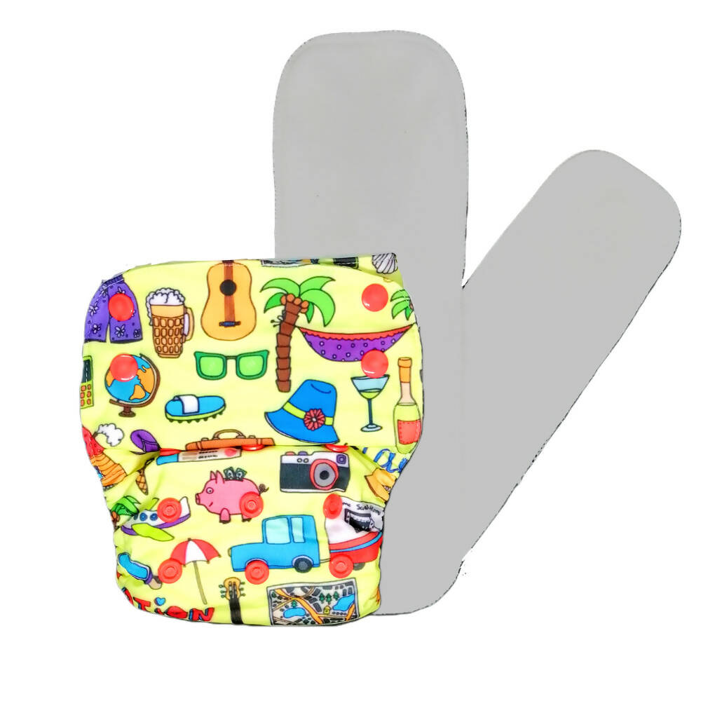 Kindermum Nano Aio Cloth Diaper With 2 Organic Cotton Inserts- Vacation For Kids - Distacart