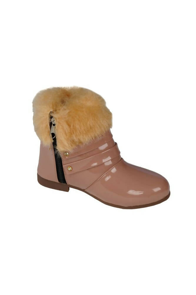 Tiny Bugs Girls Buckle Embellished Anckle Lenght Boots -Peach - Distacart