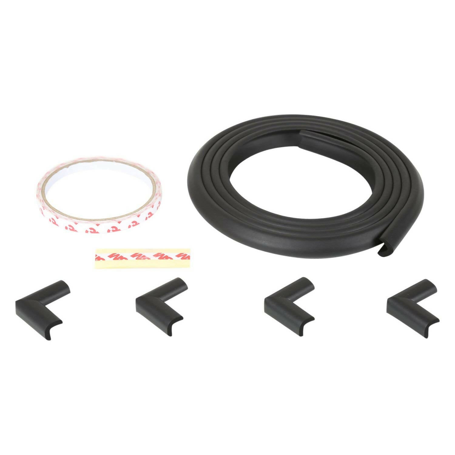 Safe-O-Kid Unique High Density L-Shaped 2 Mtr Long Mini 1 Edge Guard With 4 Corner Cushions - Black - Distacart