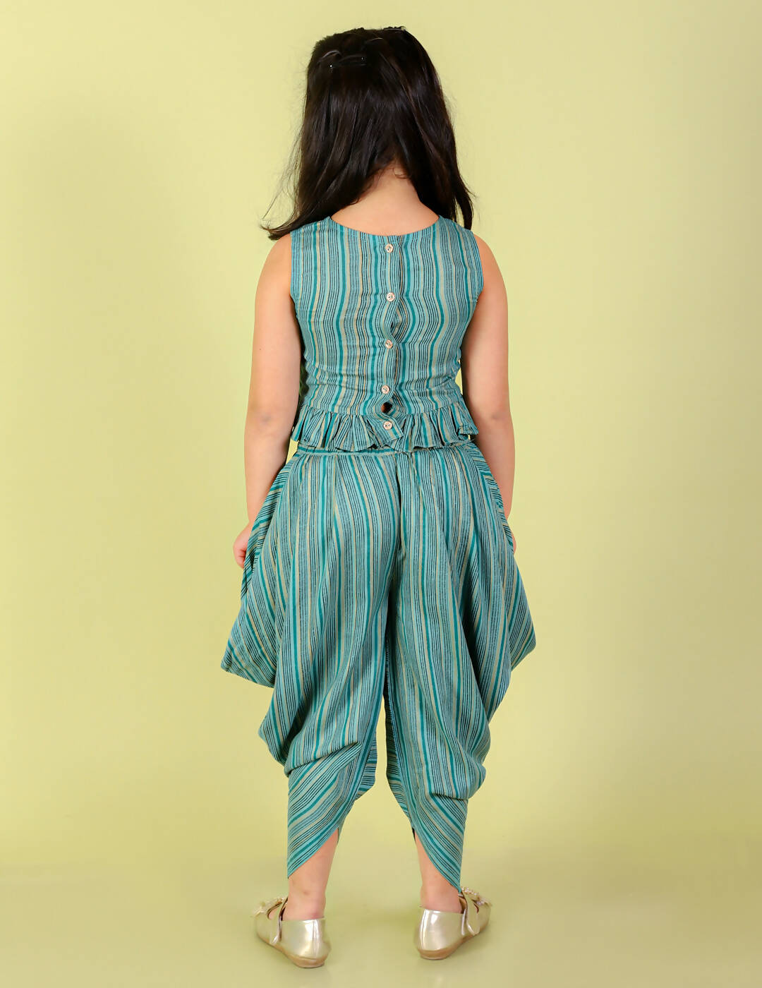 Lil Drama Girls Top With Dhoti Set - Sea Green - Distacart