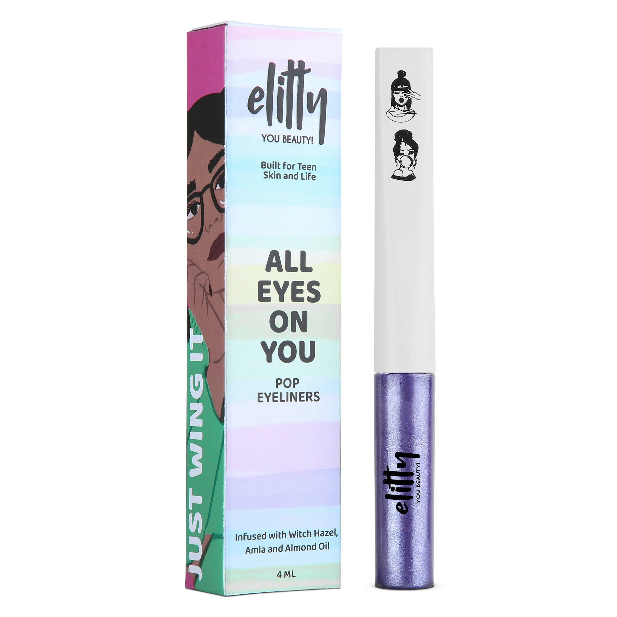 Elitty Purple Pop Color Metallic Finish Liquid Eyeliner - Lucid Dreaming (Purple) - Distacart