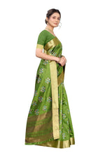Thumbnail for Vamika Green Cotton Polyster Silk Weaving Saree (Kerala Cherry)