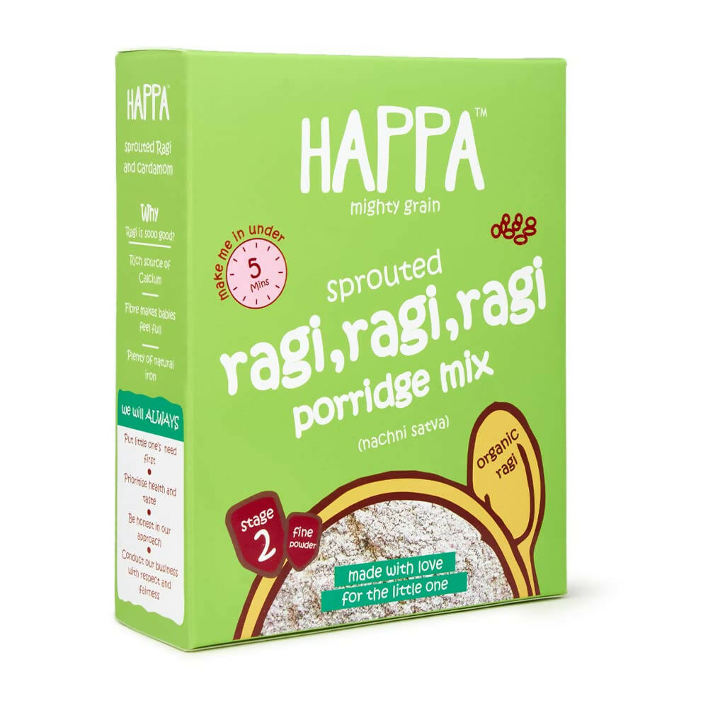 Happa Organic Baby Food Sprouted Ragi Porridge Mix-Stage 2 - Distacart