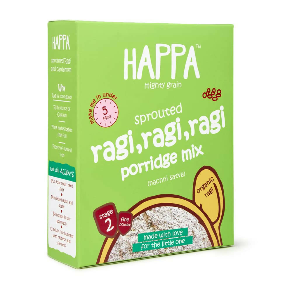 Happa Organic Baby Food Sprouted Ragi Porridge Mix-Stage 2 - Distacart