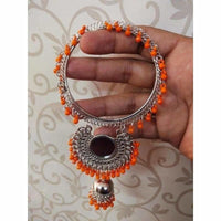 Thumbnail for Trendy Silver Latkan Jhumka Bangles With Orange Pearls