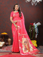 Thumbnail for Lorenvalley Fashion Peach Soft Paithani Silk Woven Design Gold Zari Meenakari Weaving Saree - Distacart