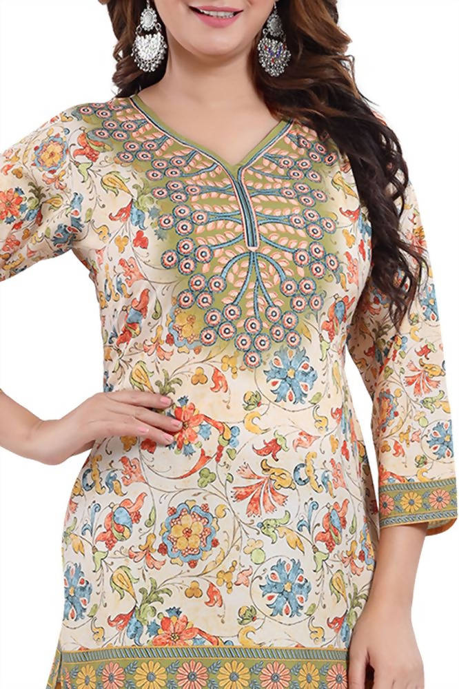 Snehal Creations Elegant Faux Crepe Printed Short Kurti Tunic
