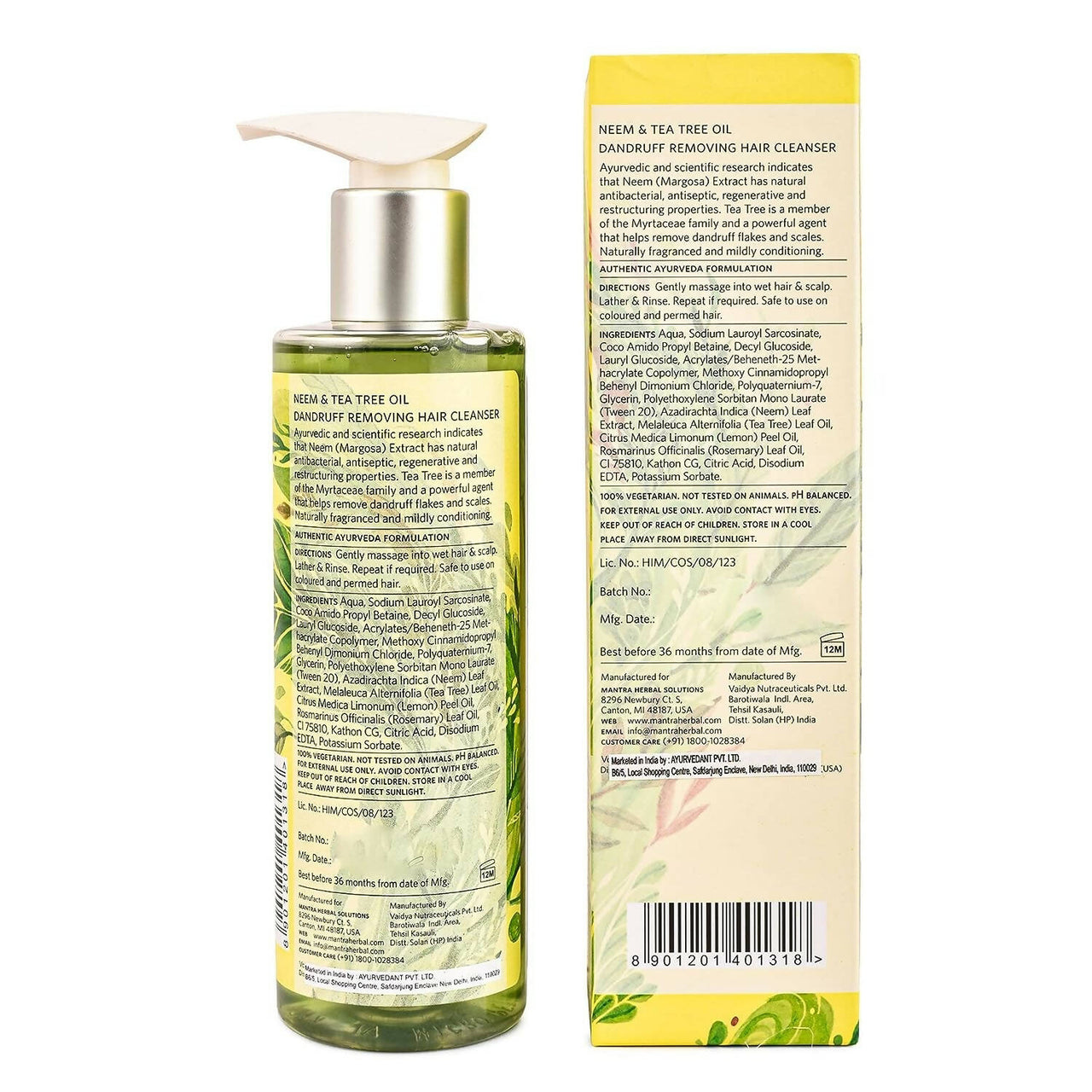 Mantra Herbal Neem and Tea Tree Oil Dandruff Removing Hair Cleanser - Distacart