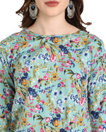 Thumbnail for Vamika Rama Green French Crepe Printed Party Wear/Casual Wear Kurti - Distacart