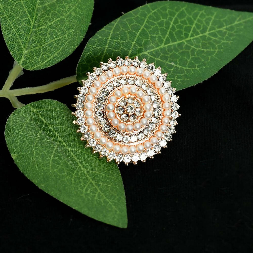 Mominos Fashion Joharkamal Gold-Plated Stone Studded Adjustable Finger Ring - Design 05 - Distacart