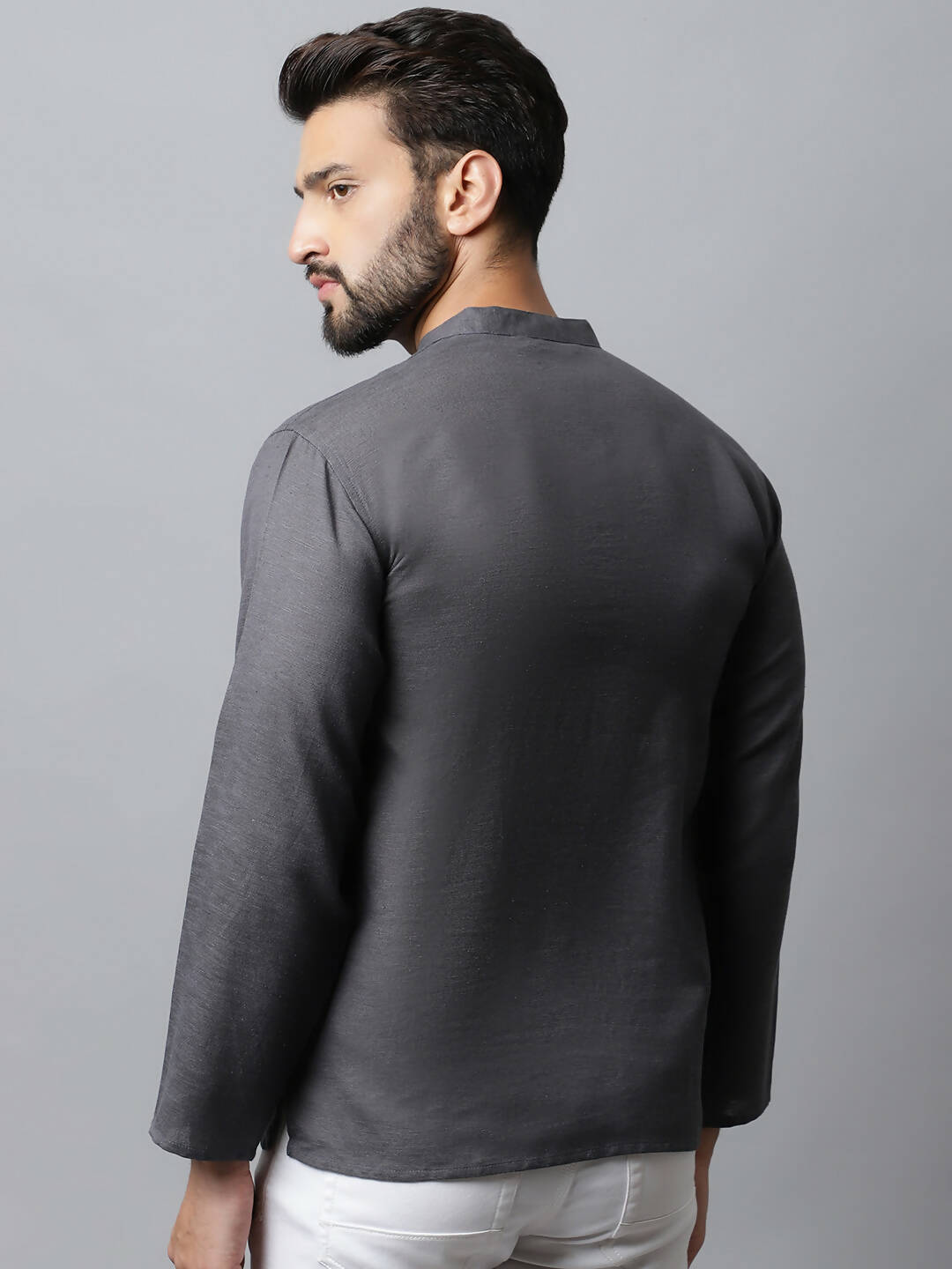 Even Apparels Grey Color Pure Cotton Men's Kurta With Side Placket (SLD1202) - Distacart