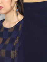 Thumbnail for Janasya Navy Blue Printed Top with Palazzos - Distacart