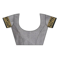 Thumbnail for Vamika Banarasi Jacquard Weaving Grey Saree (DHONI GREY)