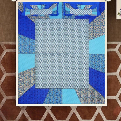 Vamika Printed Cotton Blue & Multicolor Bedsheet With Pillow Covers (LEOC_CHOK_B) - Distacart