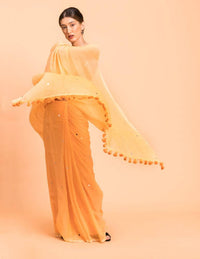 Thumbnail for Suta Yellow Embellished Sequinned Pure Cotton Saree - Distacart