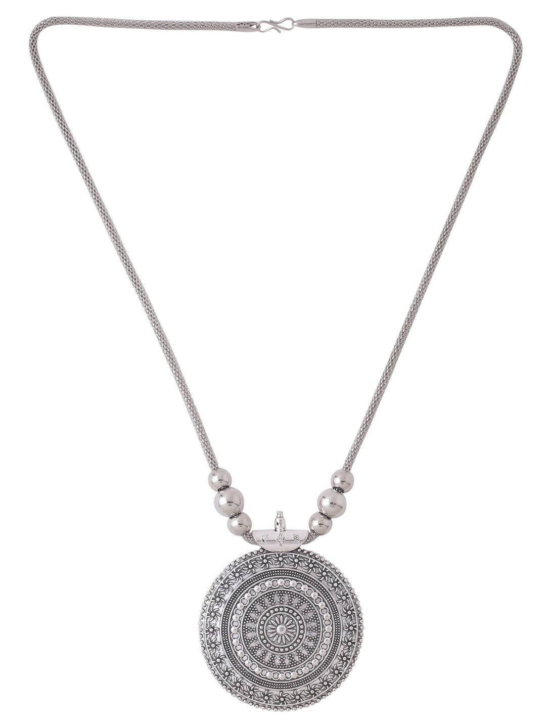NVR Women's Elegant Silver Oxidised Brass Necklace - Distacart