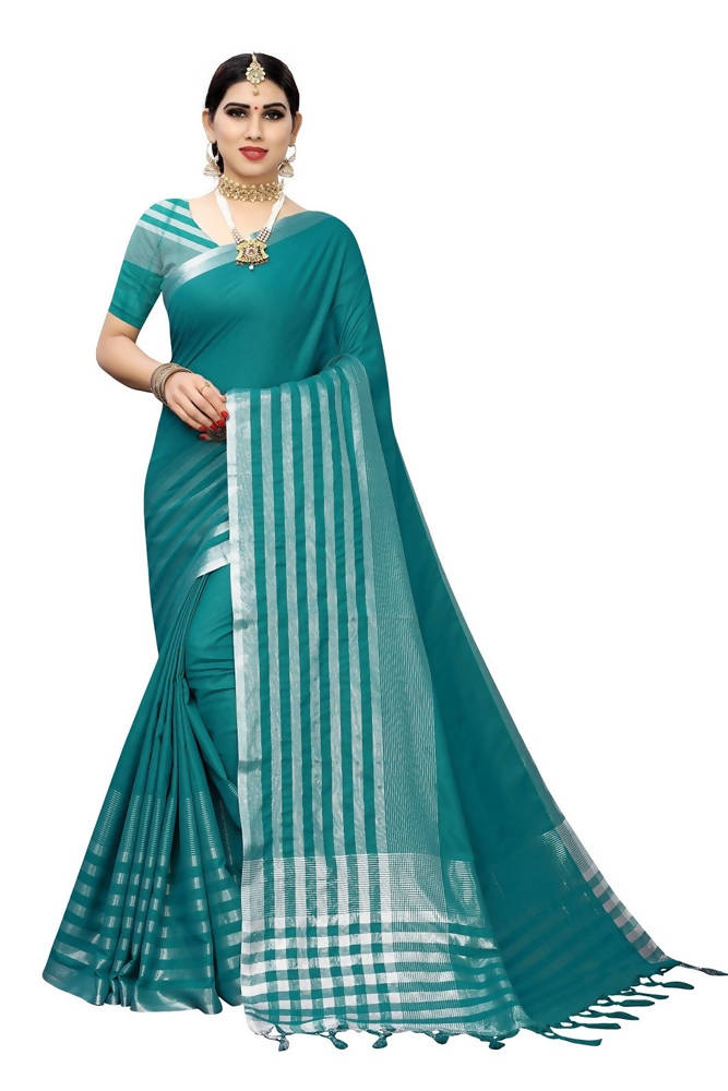 Vamika Rama Green Cotton Silk Weaving Saree (Twitter Rama)