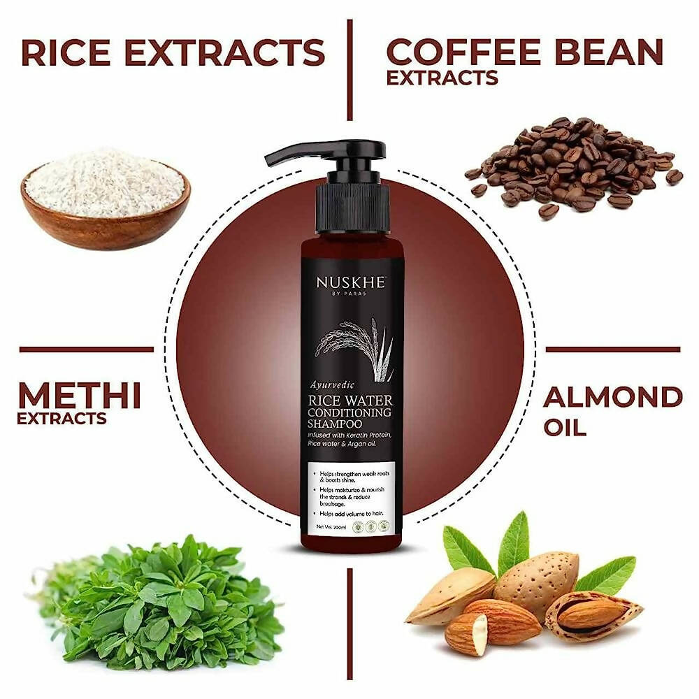 Nuskhe By Paras Ayurvedic Rice Water Conditioning Shampoo - Distacart