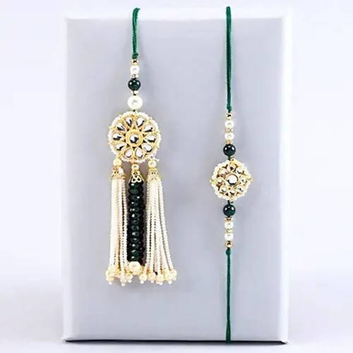 Jewel Design Lumba Rakhi Set & Fruit N Nut Chocolates