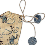 Thumbnail for Mhyssa Beige and Blue Round Neck Flared Frock With Gathers - Distacart