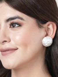 Thumbnail for NVR Women's White Color Moon Stud Earrings - Distacart