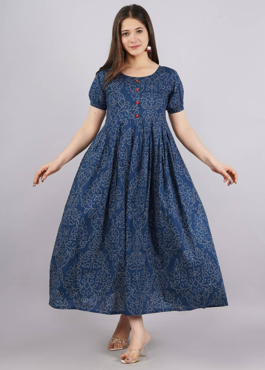 Vamika Blue Cotton Printed Party Wear/Casual Wear Kurti - Distacart